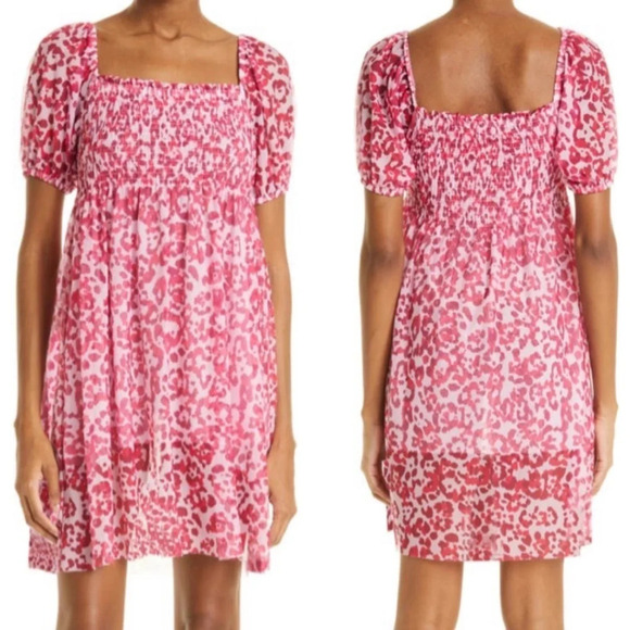 Baum und Pferdgarten Joliet Smocked Stretch Mini Dress Pink Size XS NWT - Picture 1 of 12